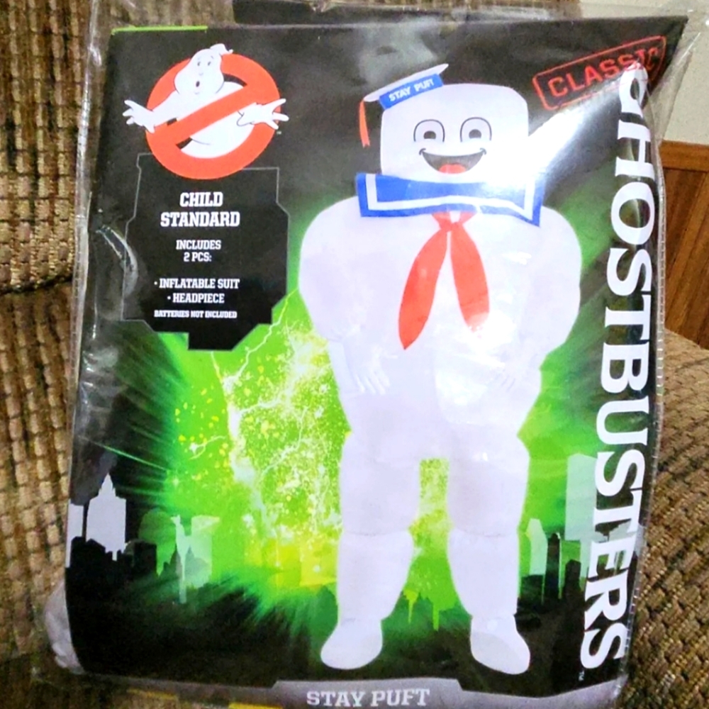 Ghostbusters Marshmallow Man Inflatable Kids Costume 8-10yrs Halloween Stay Puft